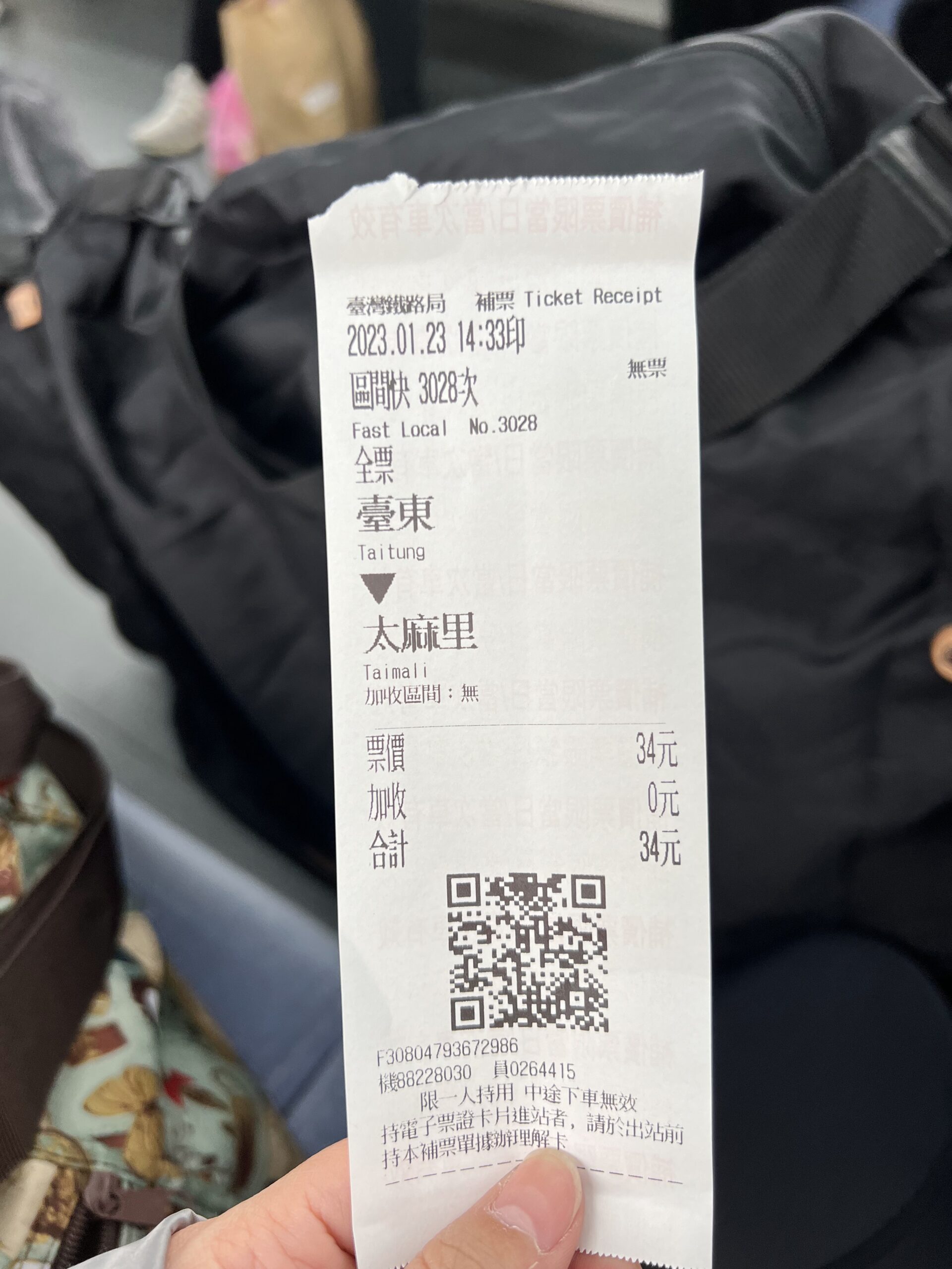 臺東車站轉區間快(3028)記得在車上補票