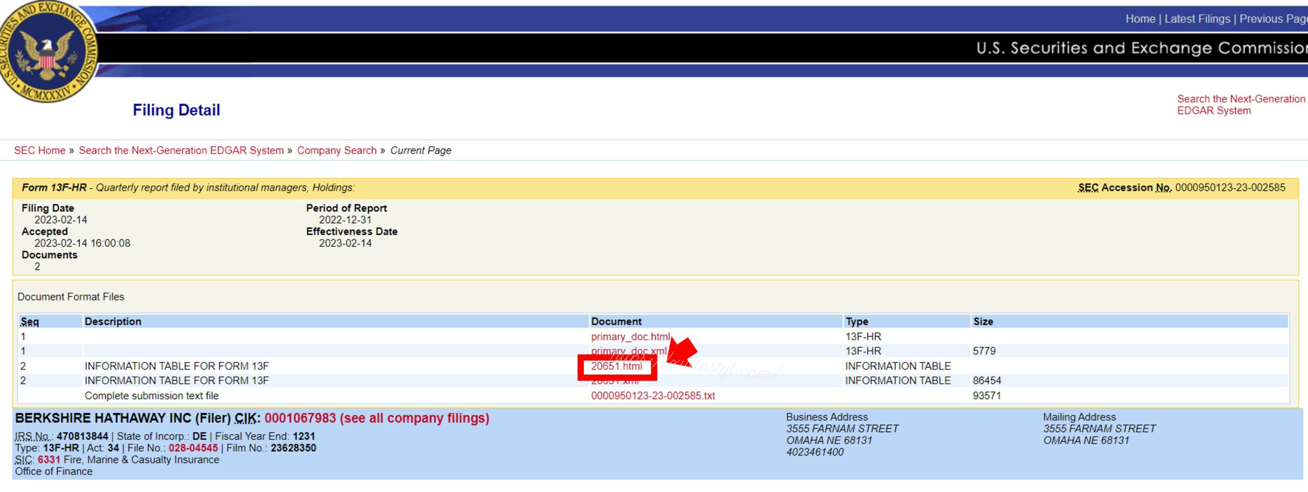 SEC官方網站看13F報告：點選form 13F的html檔案