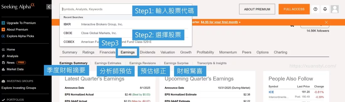 財報vs預期四大維度功能 財報vs預期四大維度功能