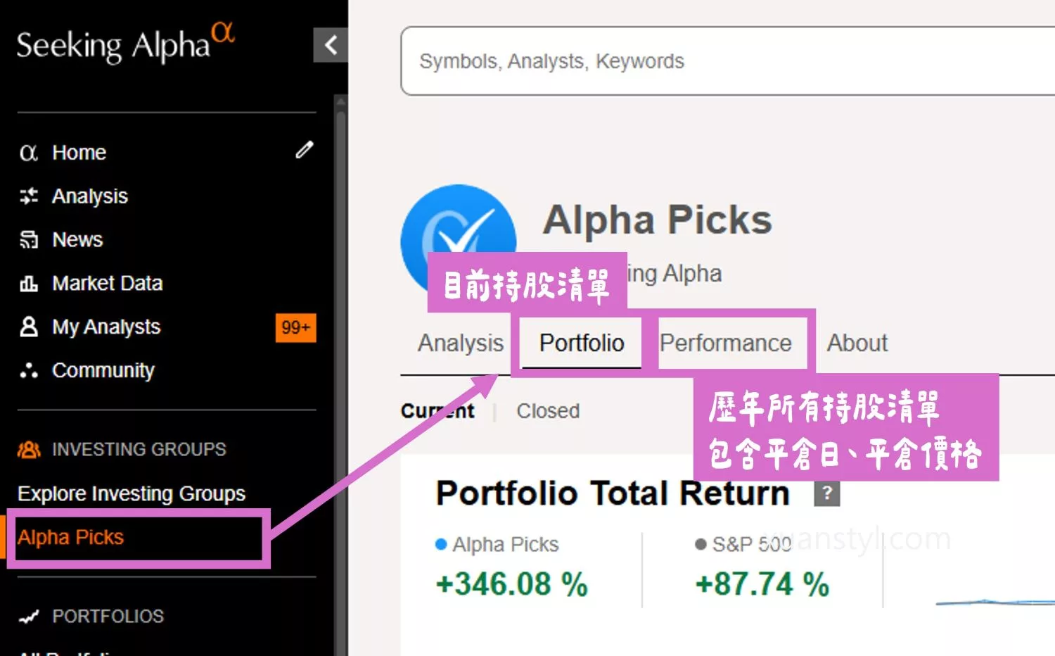 Alpha Picks 評價:Seeking Alpha 股票推薦工具介紹及訂閱費用 Alpha Picks 提供歷年股票推薦清單