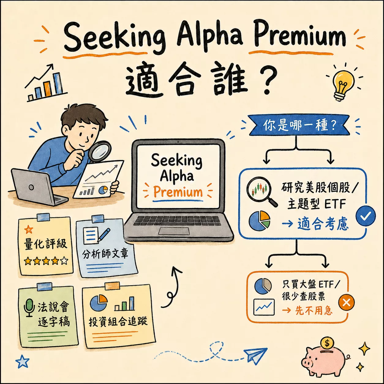 Seeking Alpha Premium評價|訂閱費用與 2026 年使用心得 Seeking Alpha 適合誰?(字卡版)