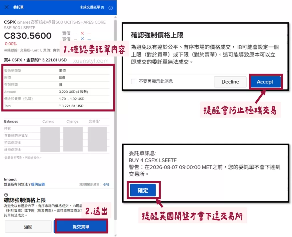 IB下單教學:2026 盈透證券買美股、ETF 步驟 (網頁及手機 App) 預覽愛爾蘭 ETF 委託單並送出